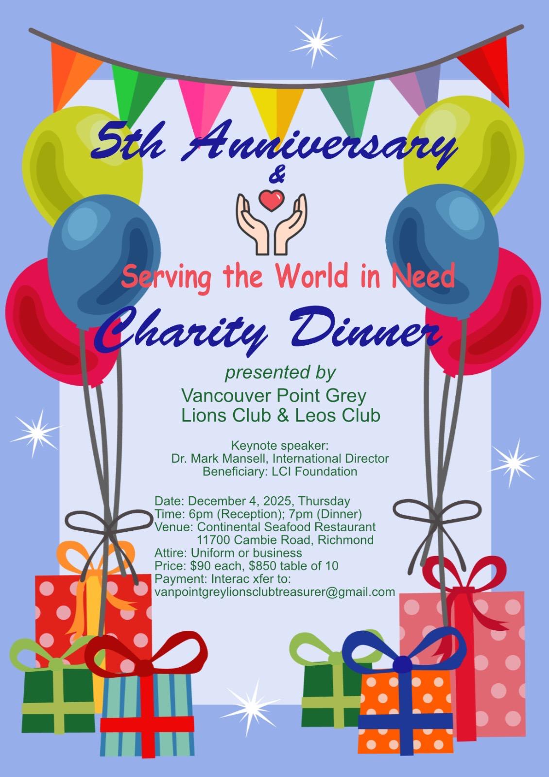 5th Anniversary and Charity Dinner